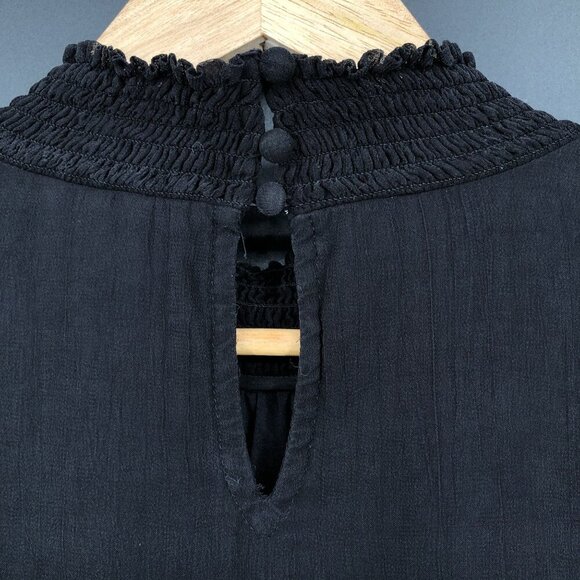 Sundance Women Fleur Flare Floral Embroidered Blouse M Black Professional Church - Picture 3 of 10